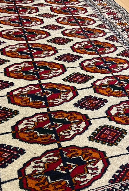 Turkmen Handknotted Rug Tekke Wool Rug 81 x 130 cm (3'x4' ft) Beige