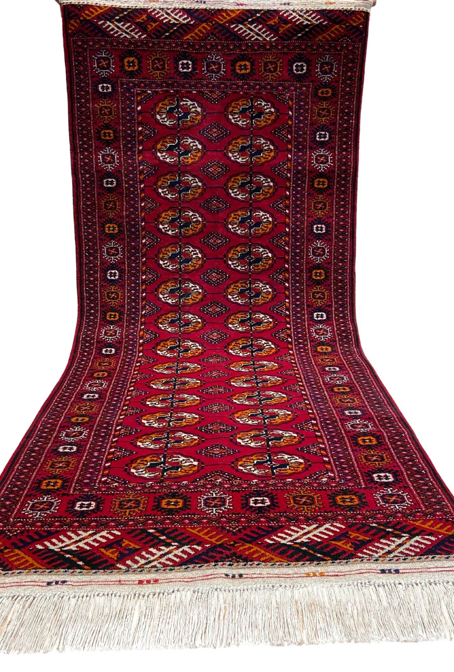 Turkmen Handknotted Rug Tekke Wool Runner Rug 82 x 180 cm (3'x6' ft) Red
