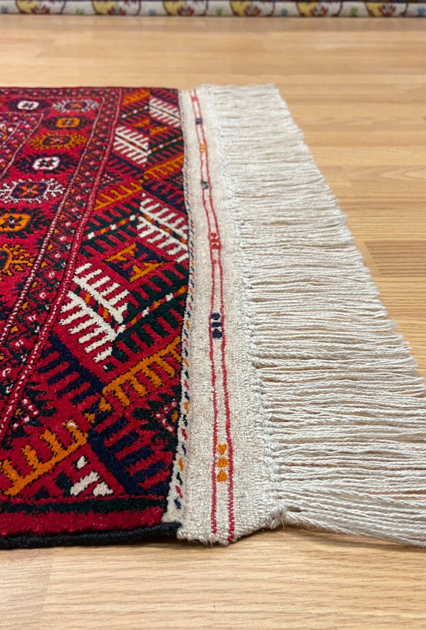 Turkmen Handknotted Rug Tekke Wool Runner Rug 82 x 180 cm (3'x6' ft) Red