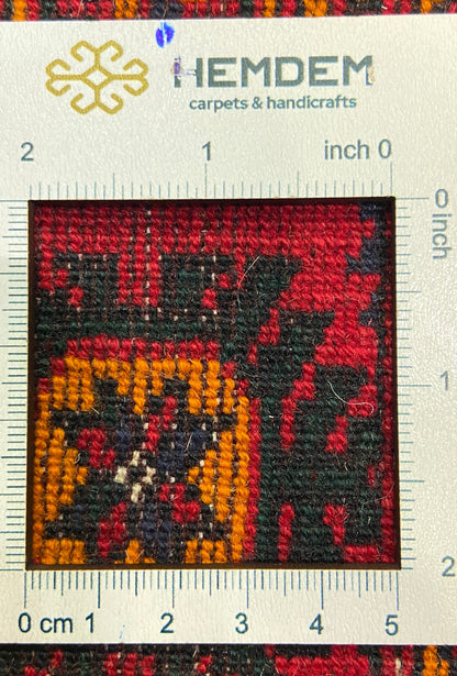 Turkmen Handknotted Rug Tekke Wool Runner Rug 82 x 180 cm (3'x6' ft) Red