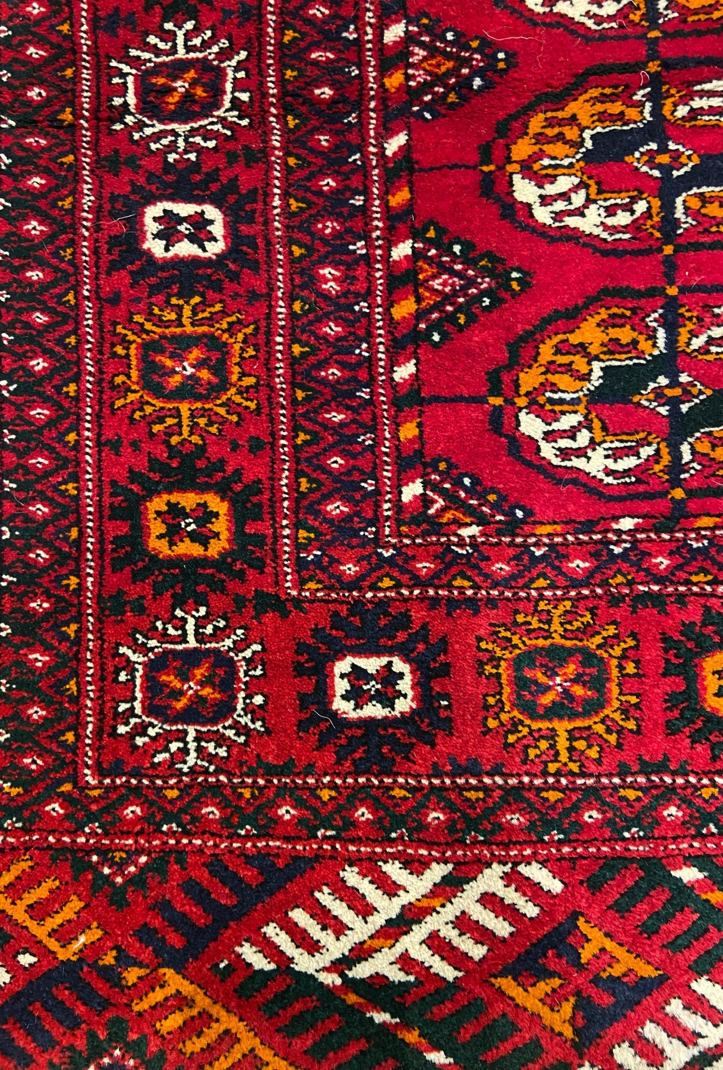 Turkmen Handknotted Rug Tekke Wool Runner Rug 82 x 180 cm (3'x6' ft) Red