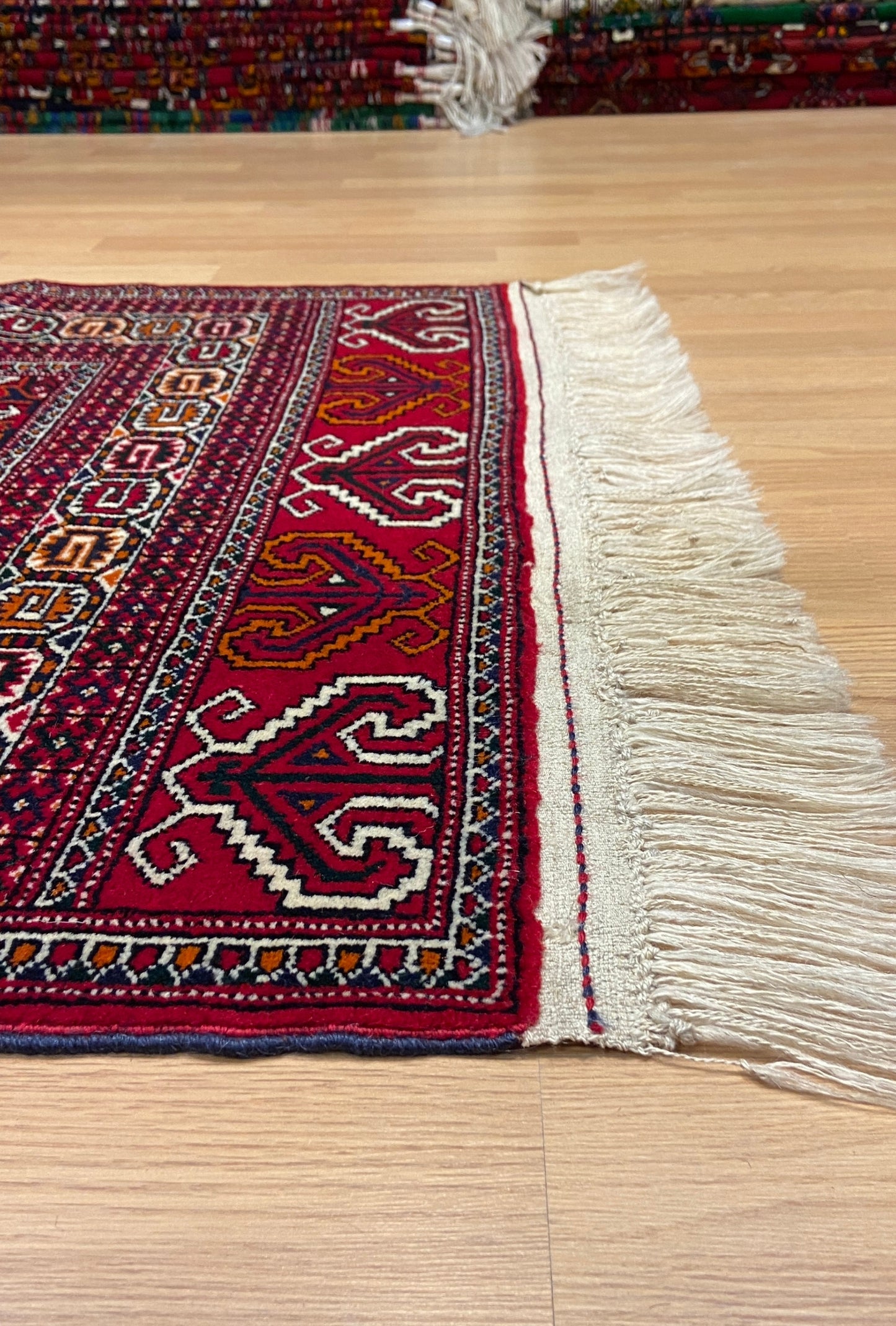 Turkmen Handknotted Rug Yomut Kepse Wool Rug 84 x 125 cm (3'x4' ft) Red