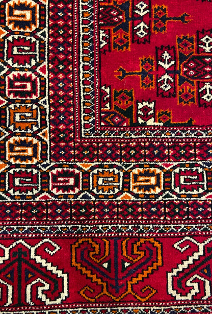 Turkmen Handknotted Rug Yomut Kepse Wool Rug 84 x 125 cm (3'x4' ft) Red