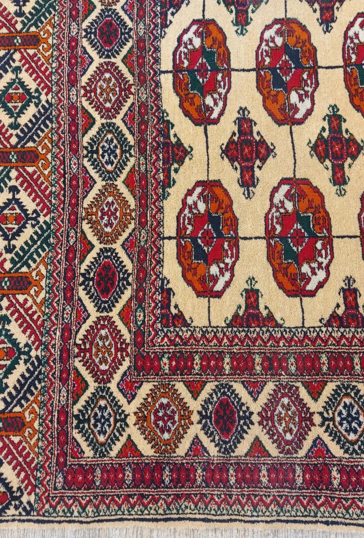 Turkmen Handmade Hallway Rug Oriental Wool Corridor Carpet Runner Rug 125 x 340cm (4' x 11' ft) Beige