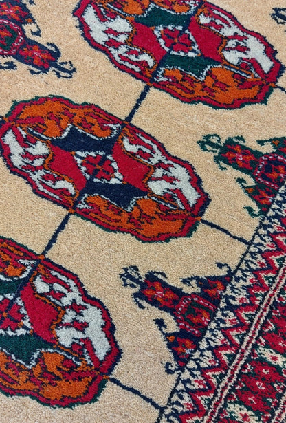Turkmen Handmade Hallway Rug Oriental Wool Corridor Carpet Runner Rug 125 x 340cm (4' x 11' ft) Beige