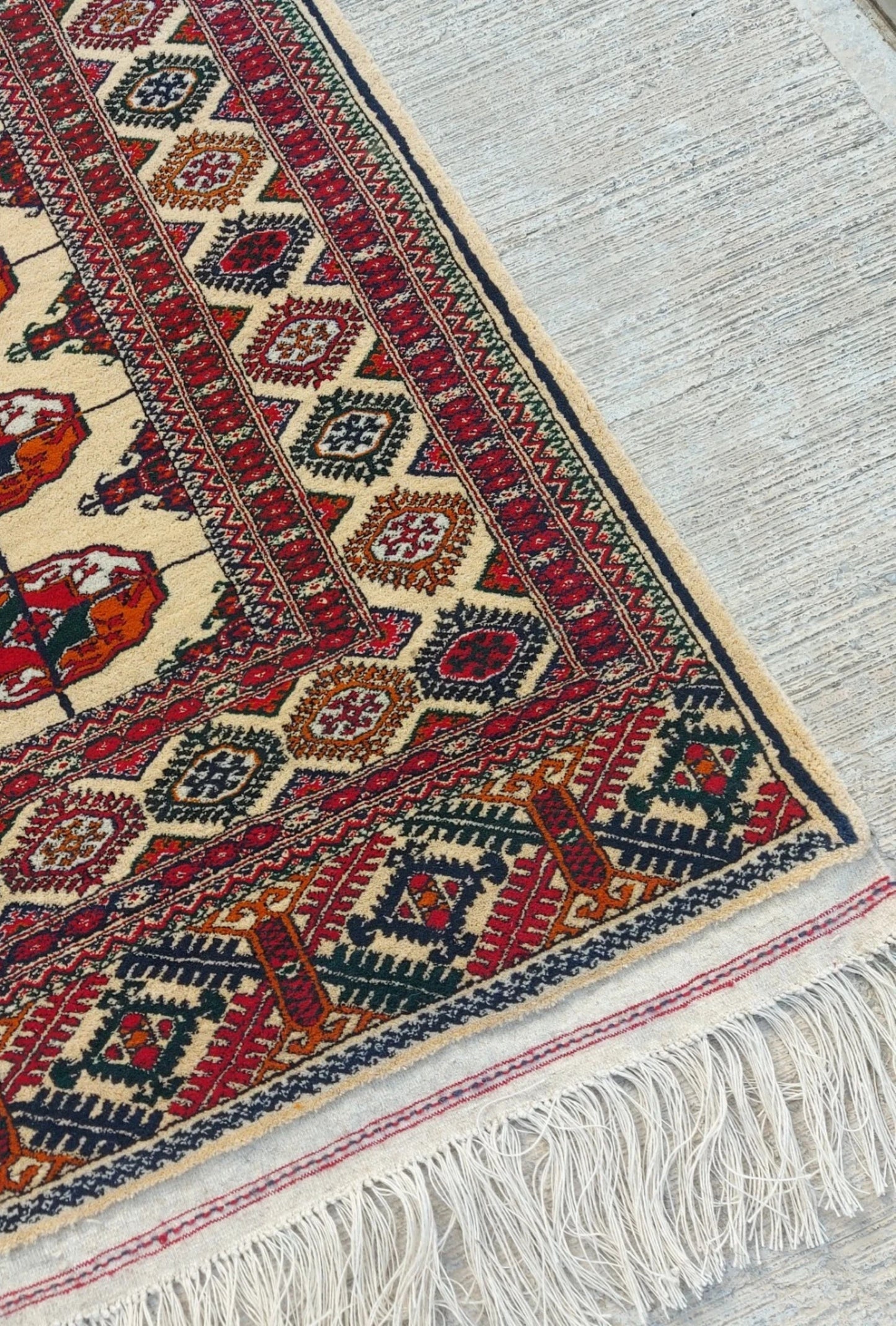 Turkmen Handmade Hallway Rug Oriental Wool Corridor Carpet Runner Rug 125 x 340cm (4' x 11' ft) Beige