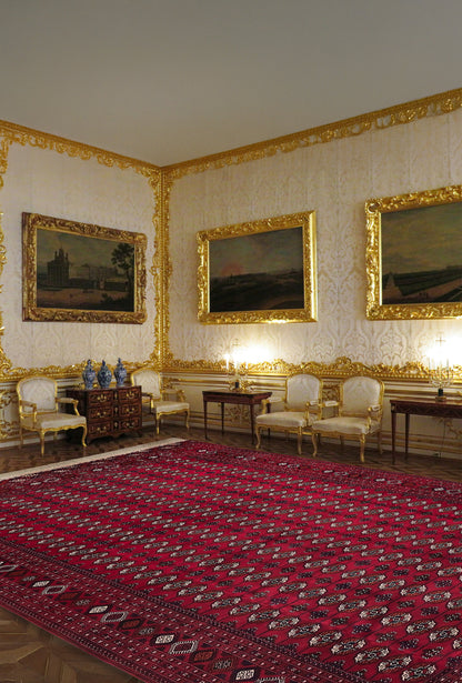 Türkmen Saray Ölçülerinde El Dokuma Yün Halı 400 x 480cm (13' x 19' ft) Kırmızı