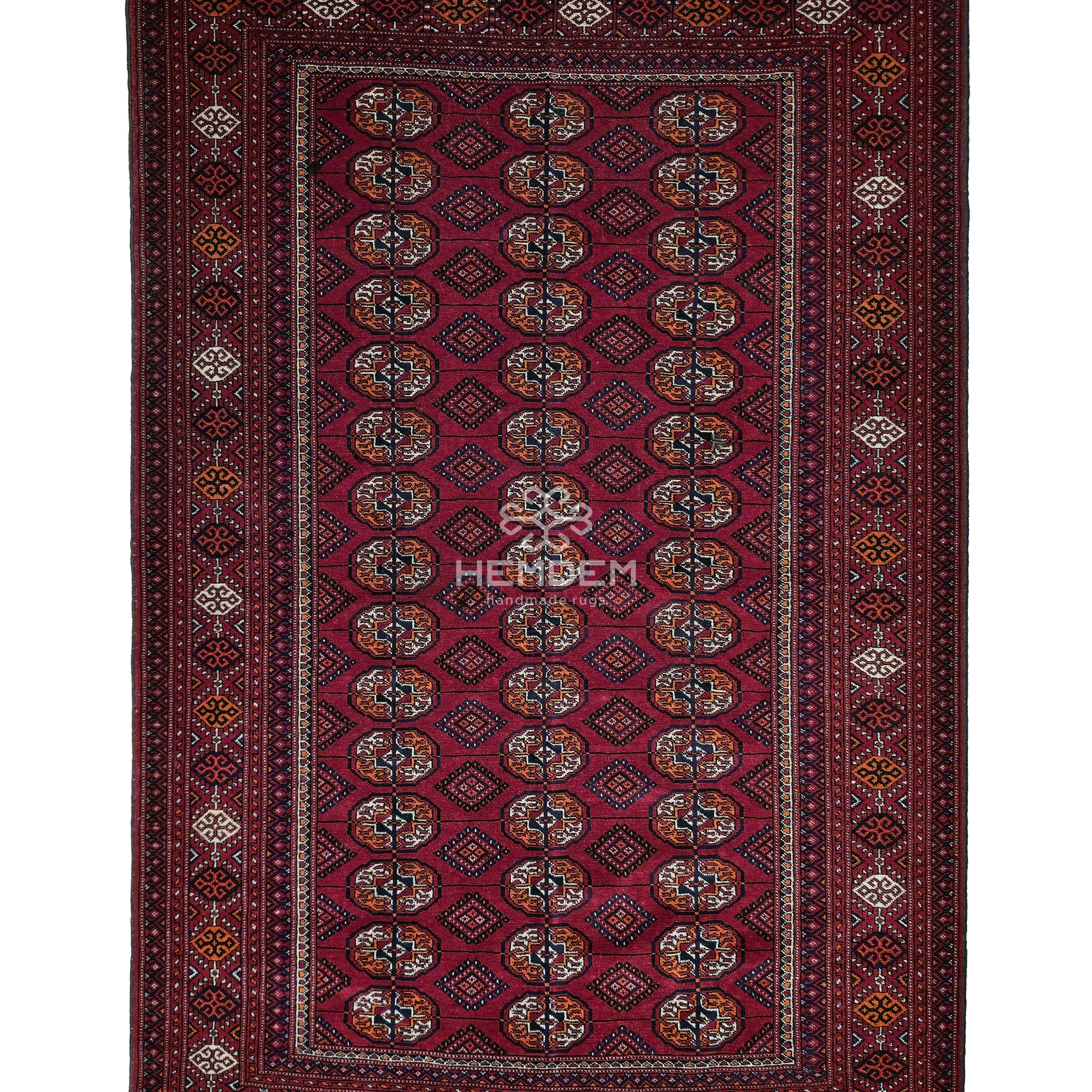 Turkmen Rug Vintage Handknotted Wool Rug 125 x 200cm (4' x 7' ft) Red
