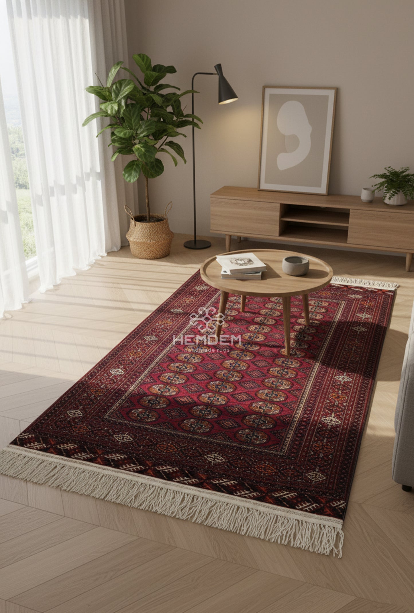 Turkmen Rug Vintage Handknotted Wool Rug 125 x 200cm (4' x 7' ft) Red