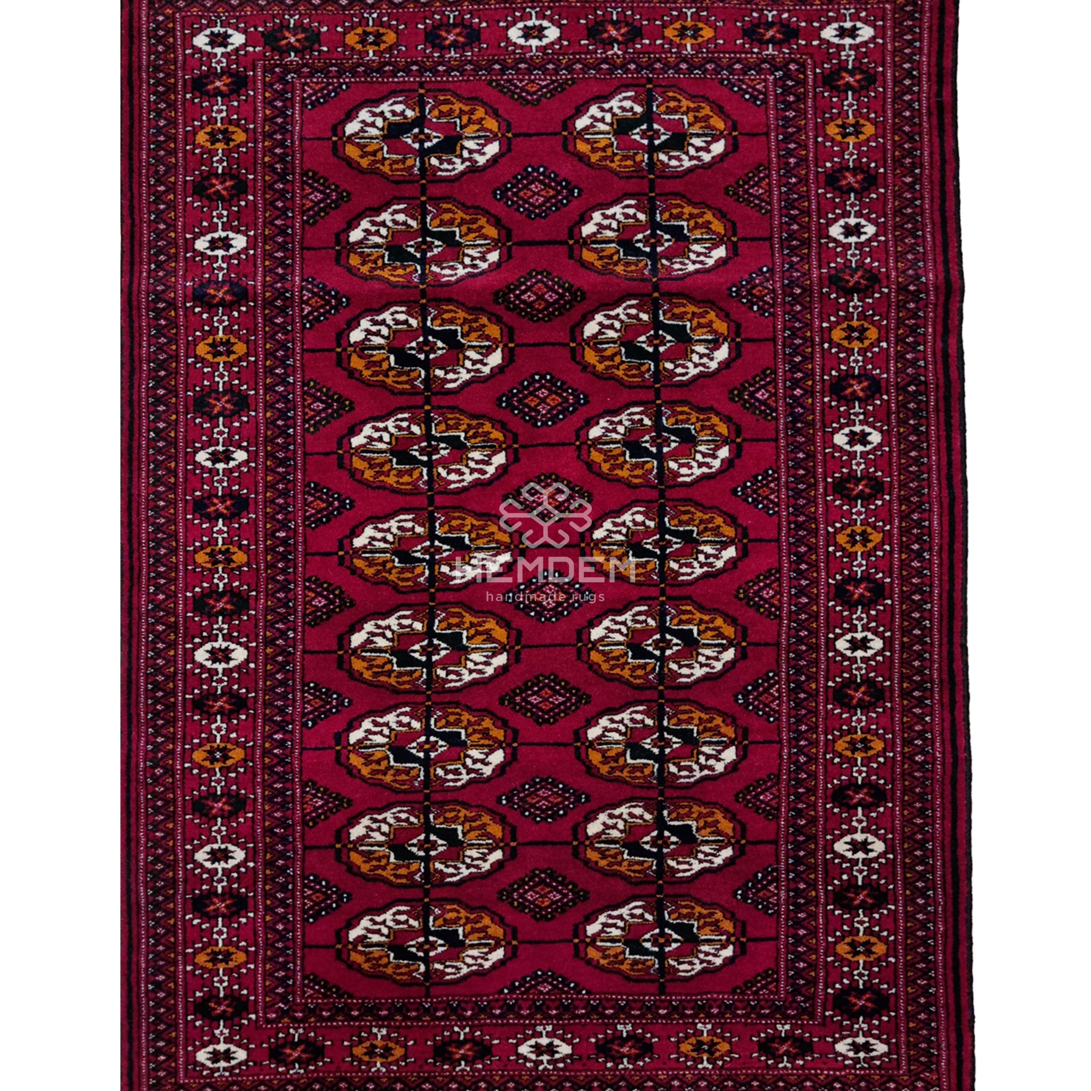 Handknotted Turkmen Rug Tekke Wool Rug 81 x 127 cm (3'x4' ft) Red