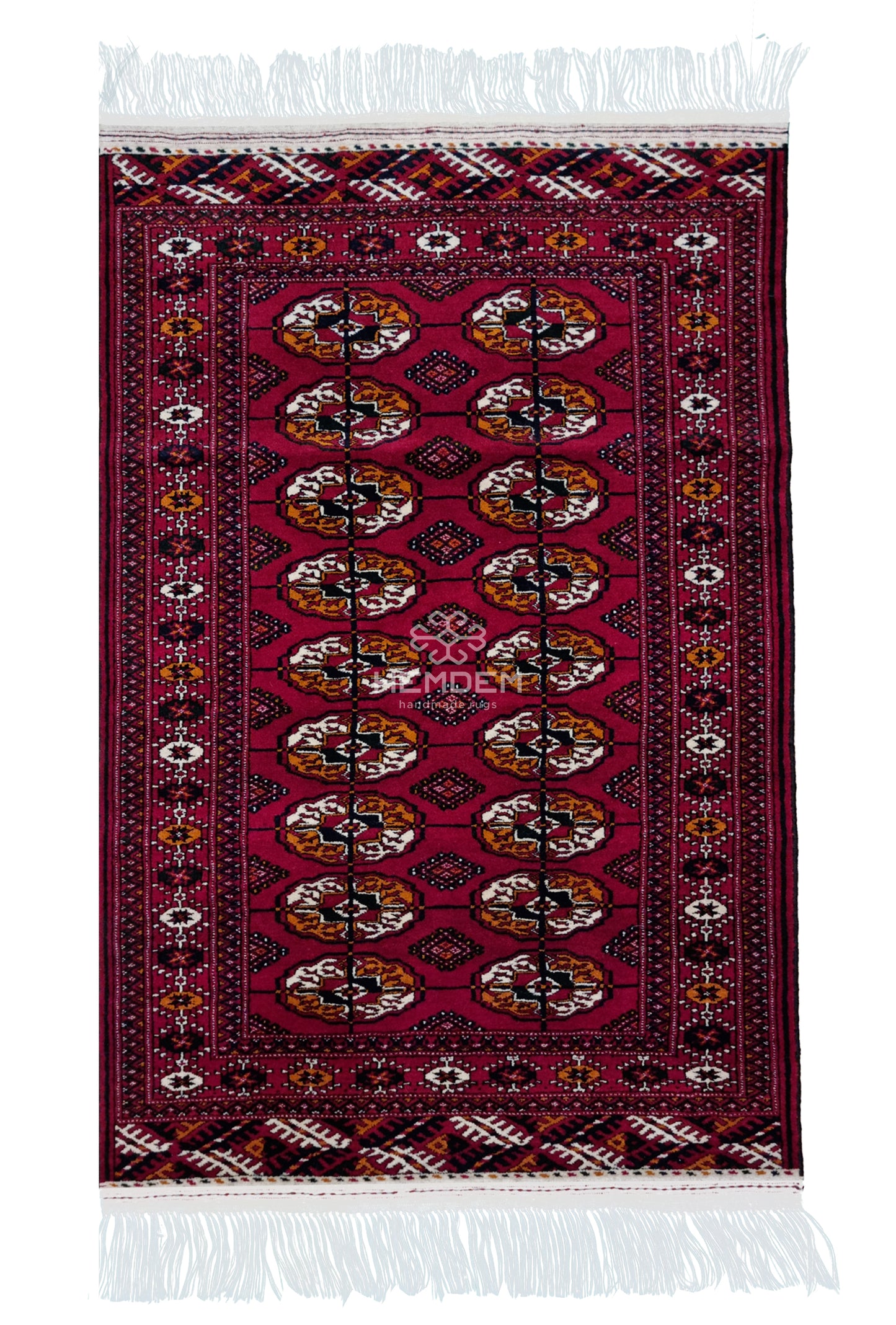 Handknotted Turkmen Rug Tekke Wool Rug 81 x 127 cm (3'x4' ft) Red