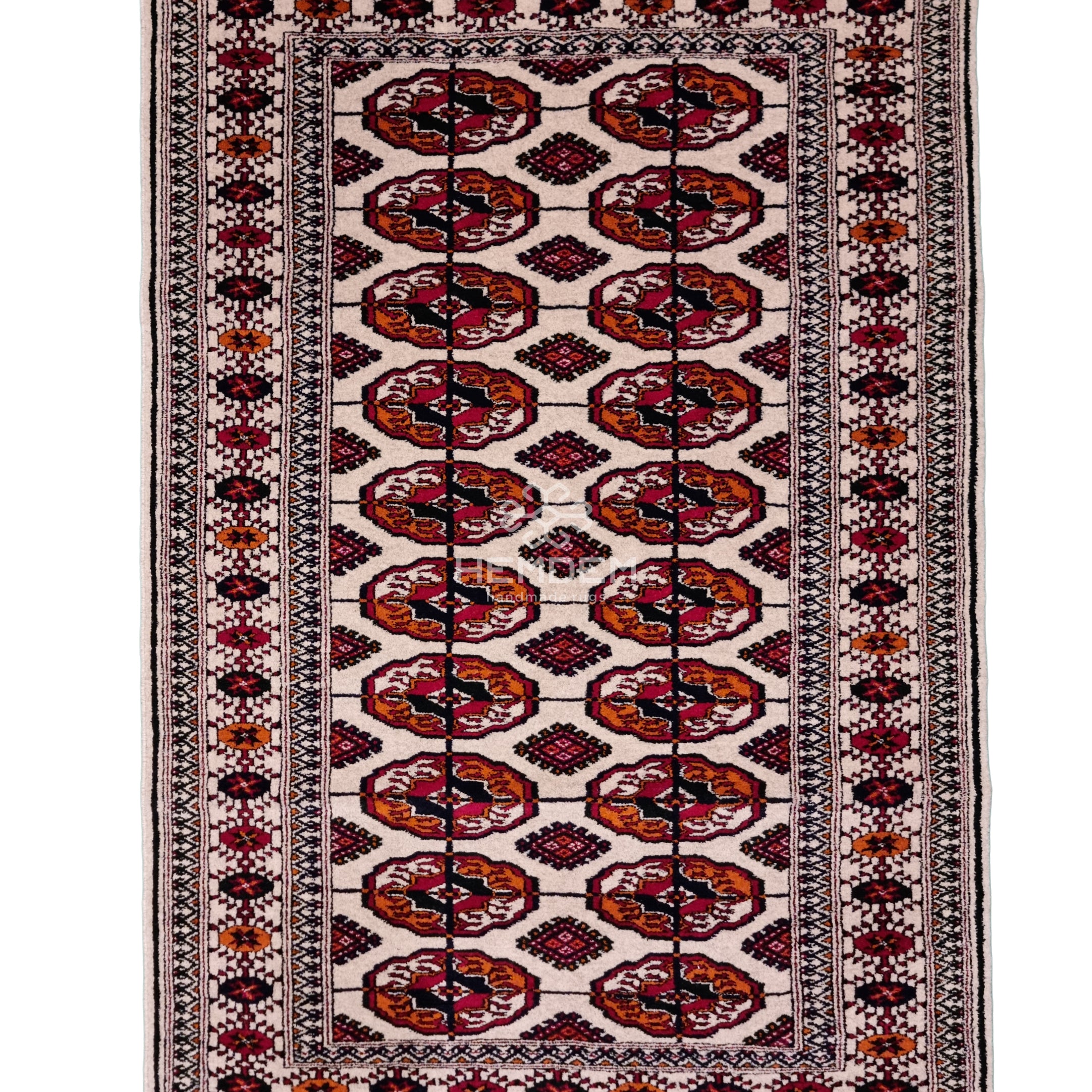 Turkmen Handknotted Rug Tekke Wool Rug 81 x 130 cm (3'x4' ft) Beige