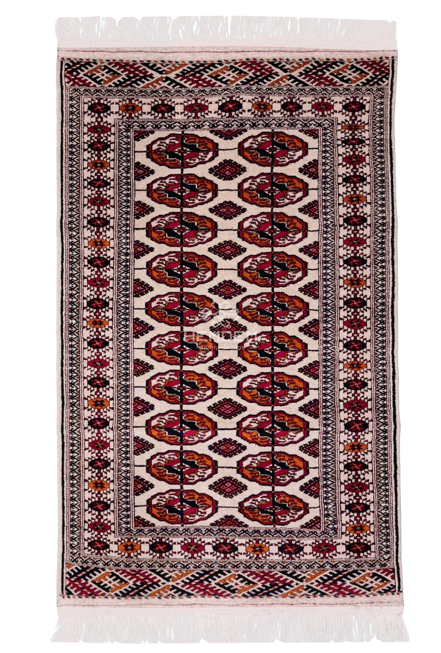 Turkmen Handknotted Rug Tekke Wool Rug 81 x 130 cm (3'x4' ft) Beige