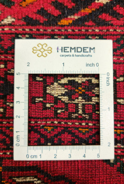 Handknotted Turkmen Rug Tekke Wool Rug 83 x 130 cm (3'x5' ft) Red