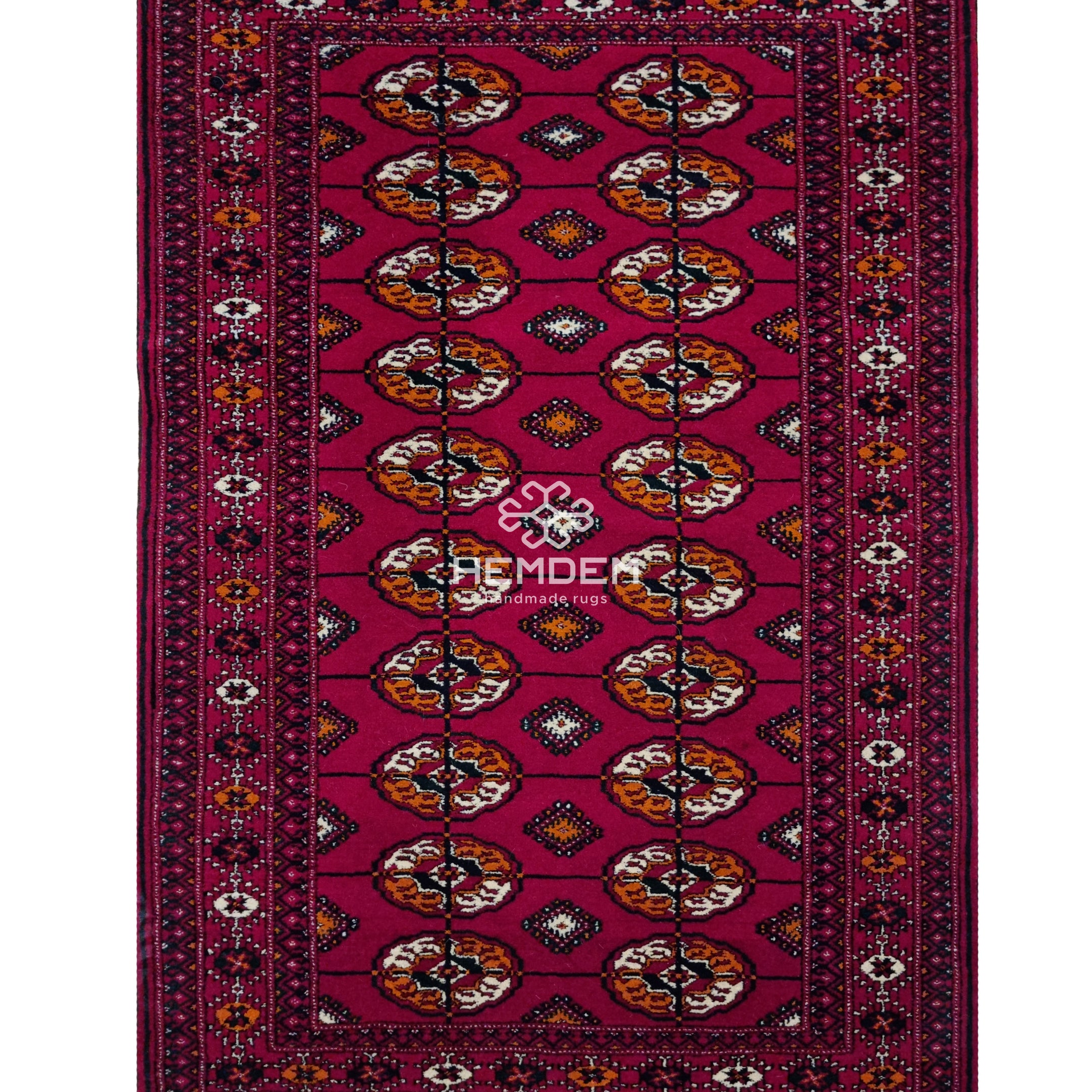 Handknotted Turkmen Rug Tekke Wool Rug 83 x 130 cm (3'x5' ft) Red