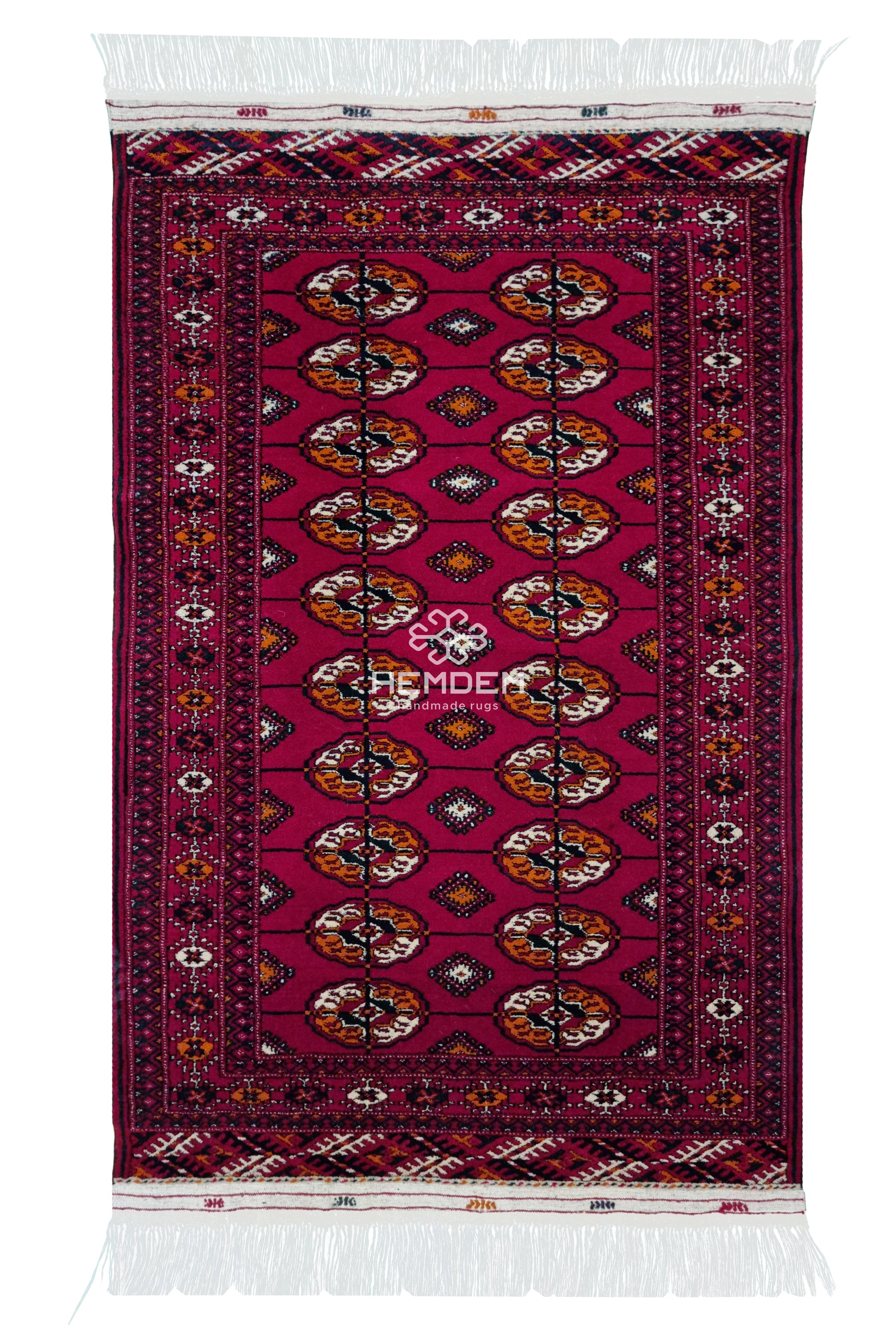Handknotted Turkmen Rug Tekke Wool Rug 83 x 130 cm (3'x5' ft) Red