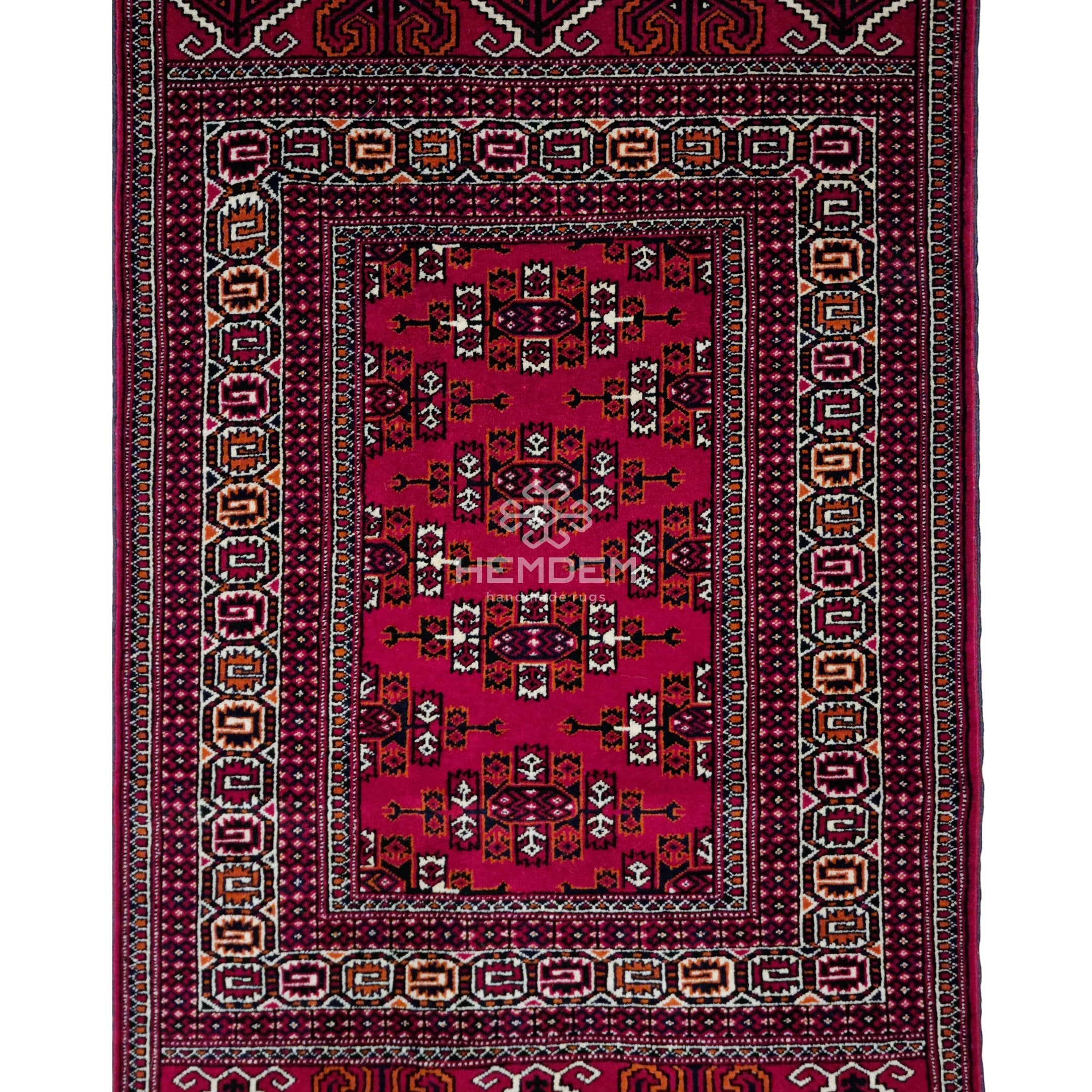 Turkmen Handknotted Rug Yomut Kepse Wool Rug 84 x 125 cm (3'x4' ft) Red