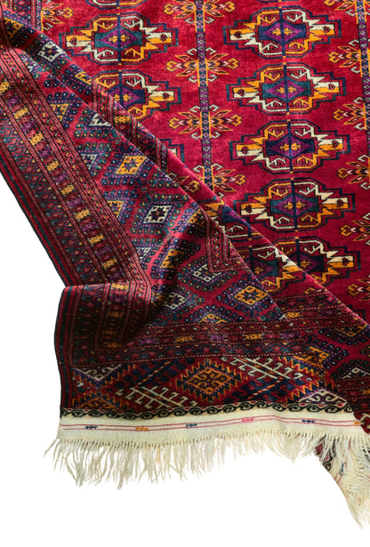 Turkmen Rug Antique Handknotted Salor Chakmak Masterpiece Rug 190 x 290cm (6' x 9' ft) Red