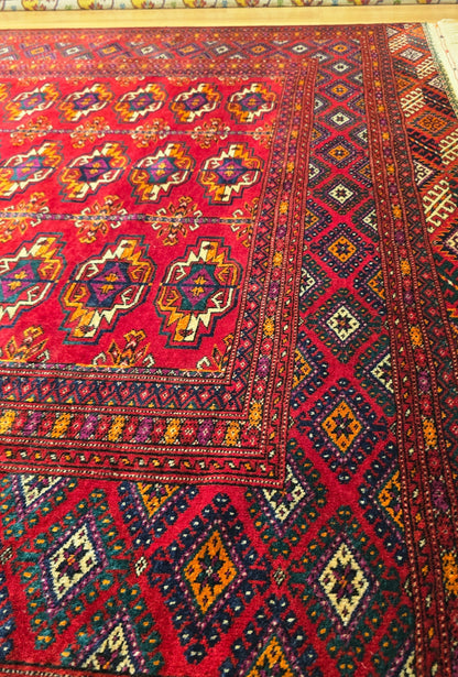 Turkmen Rug Antique Handknotted Salor Chakmak Masterpiece Rug 190 x 290cm (6' x 9' ft) Red