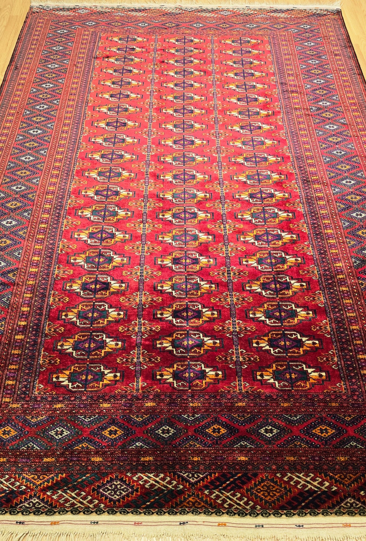 Turkmen Rug Antique Handknotted Salor Chakmak Masterpiece Rug 190 x 290cm (6' x 9' ft) Red