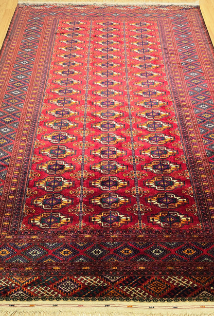 Turkmen Rug Antique Handknotted Salor Chakmak Masterpiece Rug 190 x 290cm (6' x 9' ft) Red