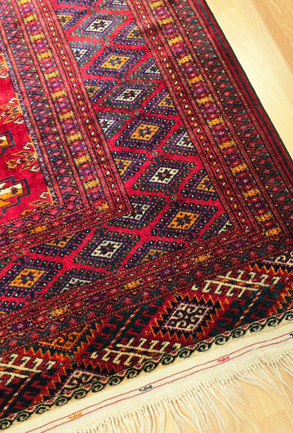 Turkmen Rug Antique Handknotted Salor Chakmak Masterpiece Rug 190 x 290cm (6' x 9' ft) Red