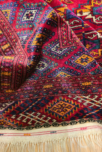 Turkmen Rug Antique Handknotted Salor Chakmak Masterpiece Rug 190 x 290cm (6' x 9' ft) Red