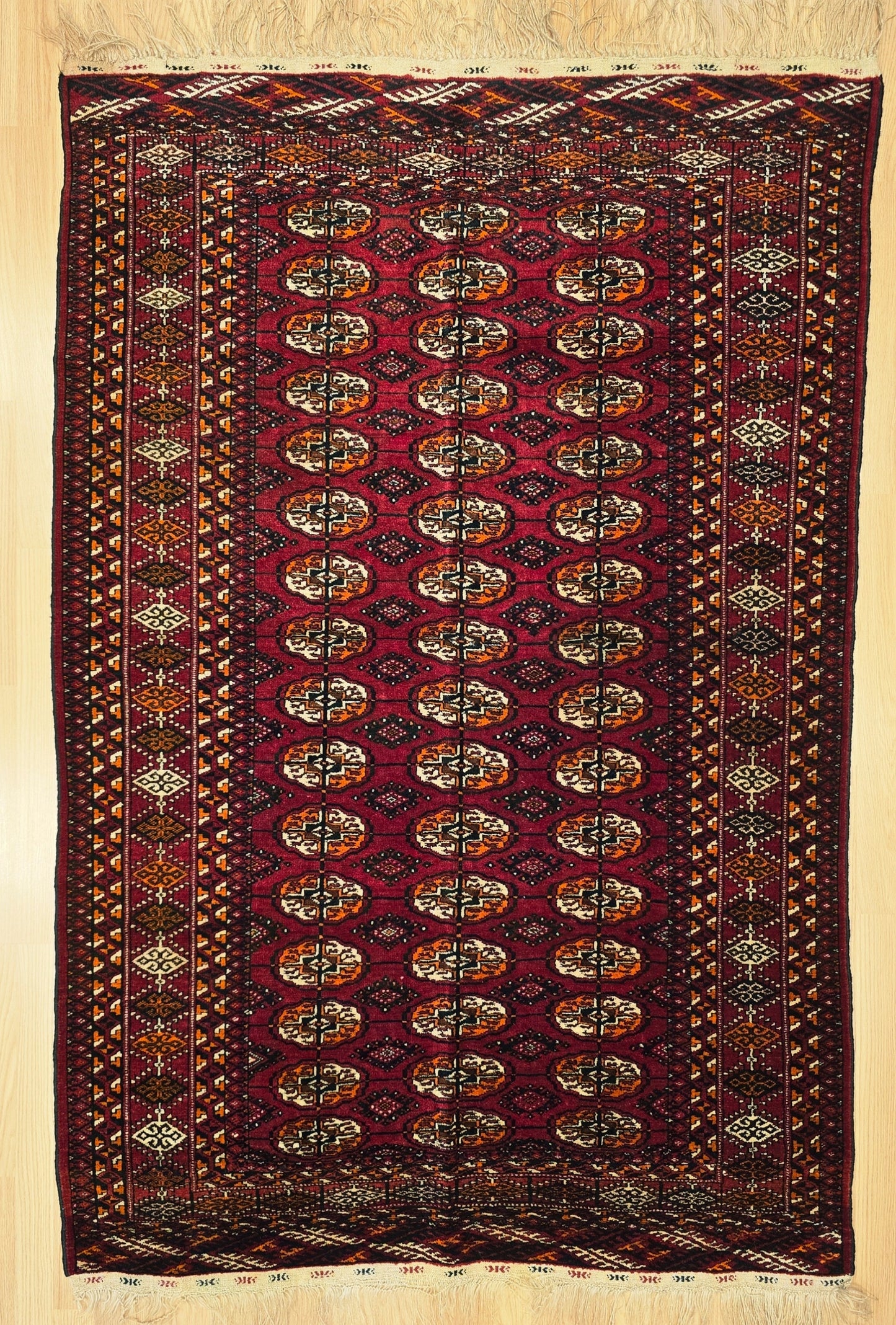 Turkmen Rug Antique Handknotted Wool Rug 125 x 190cm (4' x 7' ft) Red