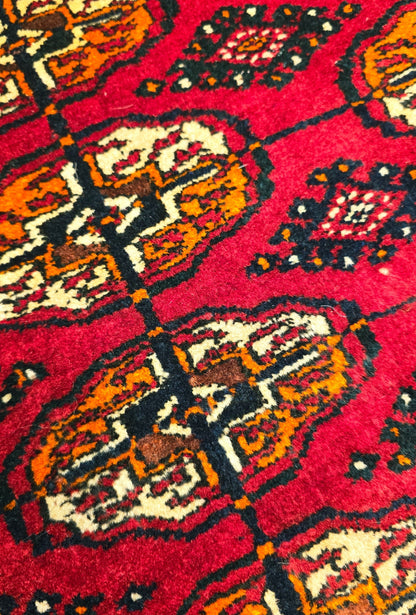 Turkmen Rug Antique Handknotted Wool Rug 125 x 190cm (4' x 7' ft) Red