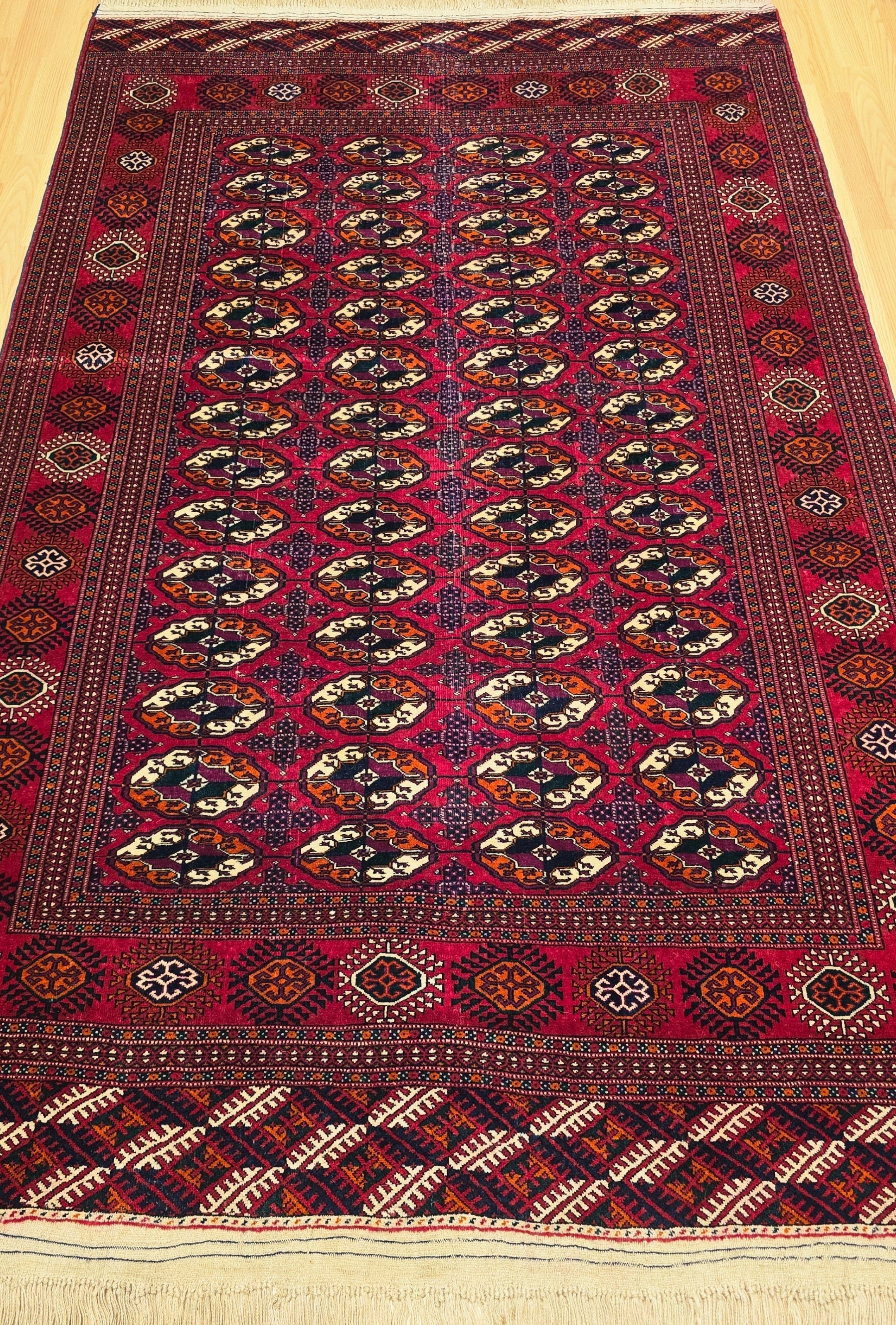 Turkmen Rug Antique Handknotted Wool Rug 155x250cm Red | 5x8 ft