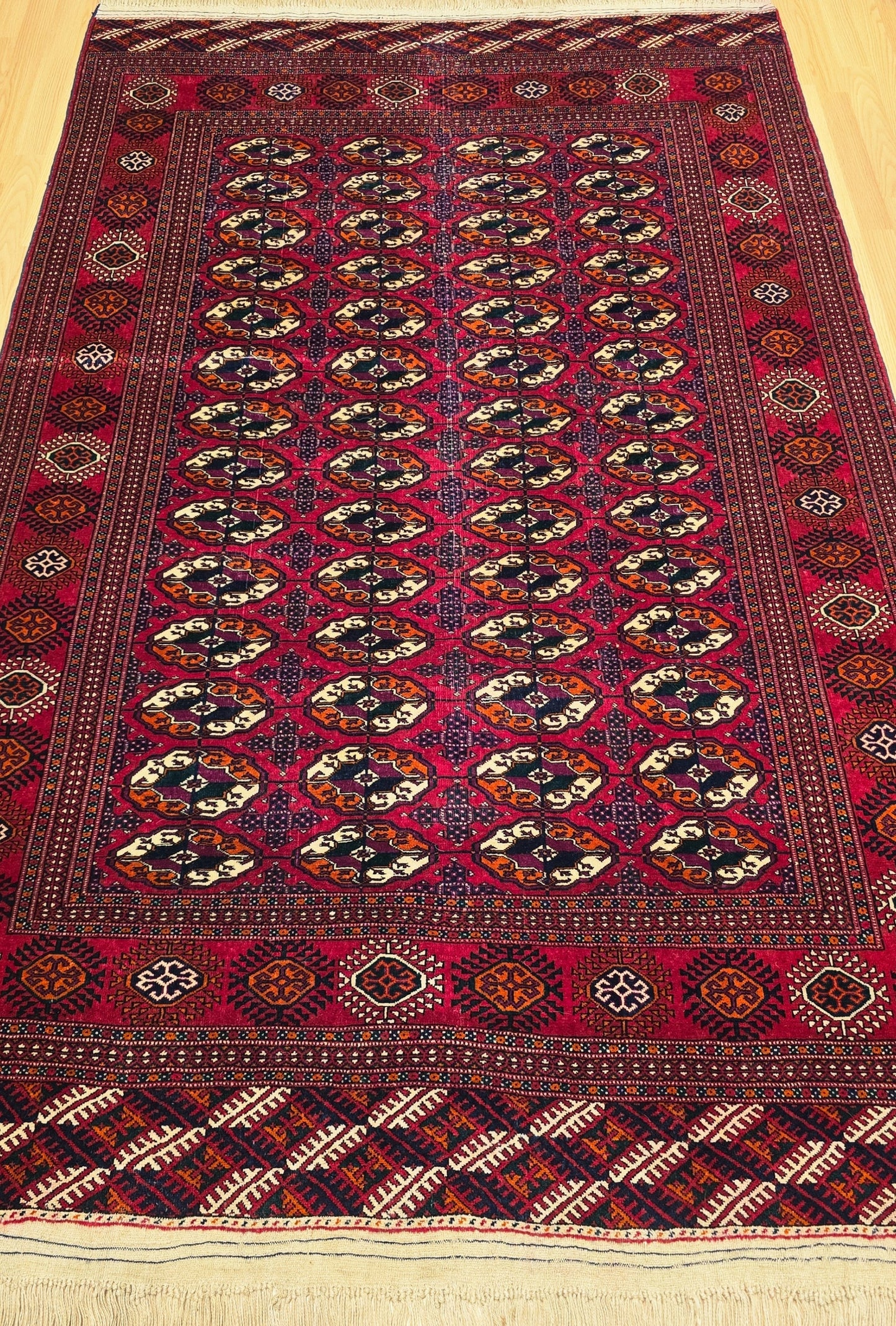 Turkmen Rug Antique Handknotted Wool Rug 155 x 250cm (5' x 8' ft) Red