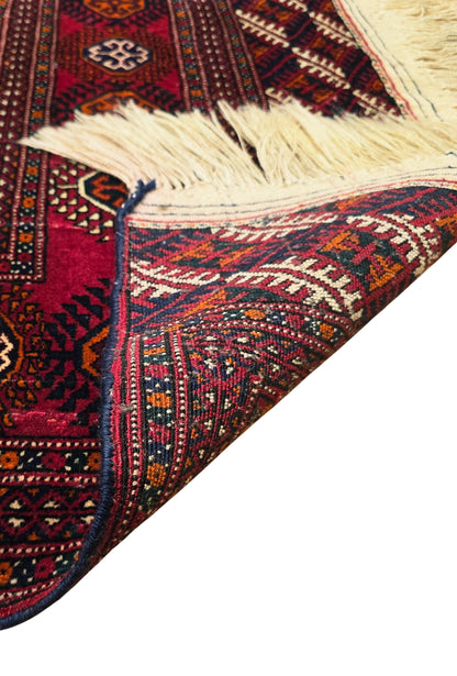 Turkmen Rug Antique Handknotted Wool Rug 155 x 250cm (5' x 8' ft) Red