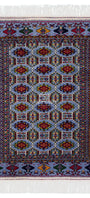 Turkmen Handknotted Rug Rare Diamond Desing Wool Rug 86 x 125 cm (3'x4' ft) Blue