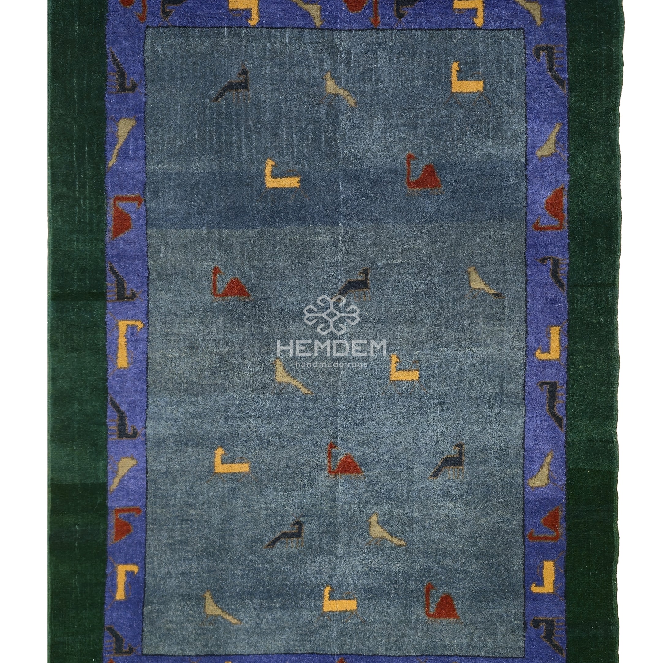 Turkmen Handknotted Rug Modern Minimal Wool Rug 118 x 173 cm (3'x4' ft) Green