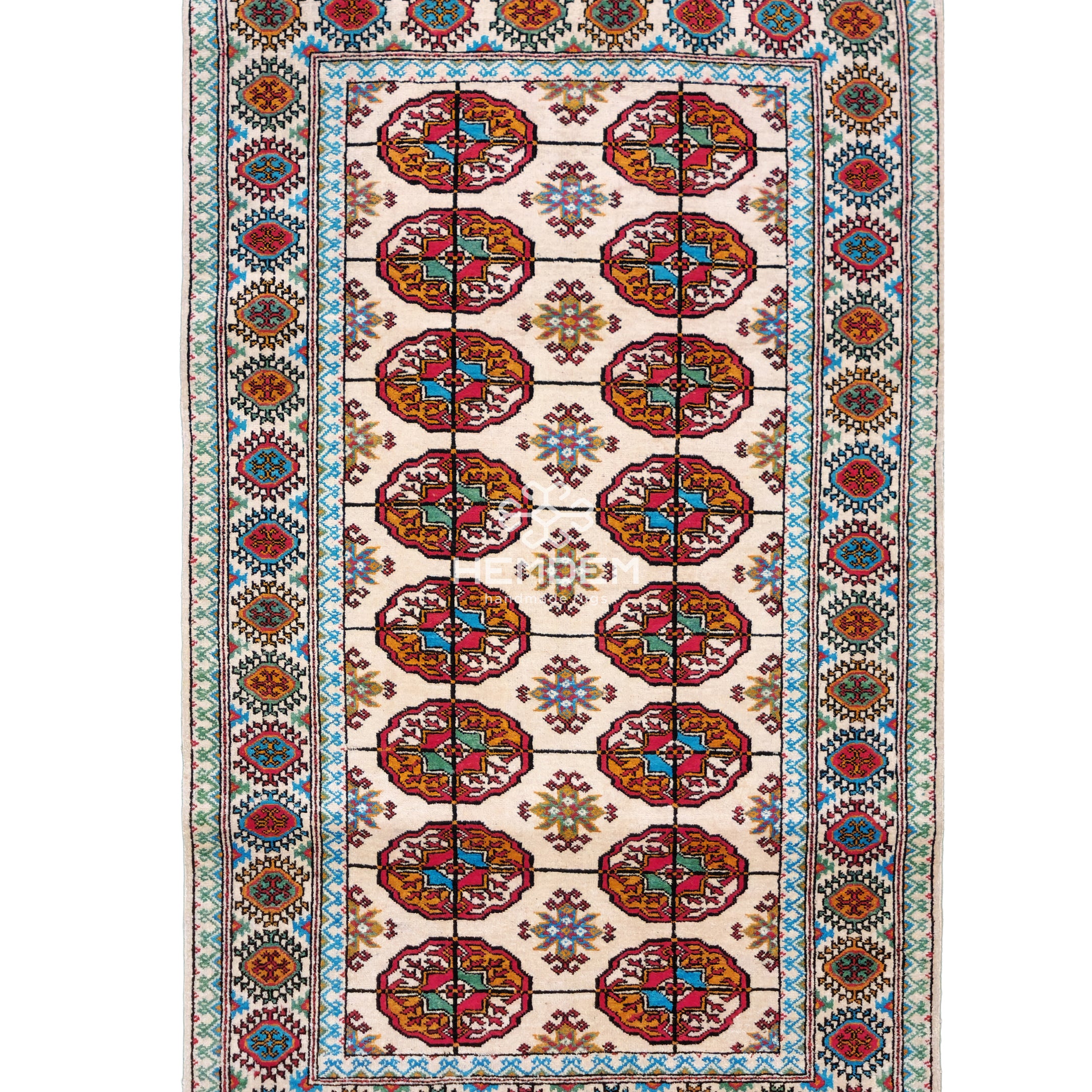 Handmade Turkoman Tekke Silk Rug 74 x 130 cm (3'x5' ft) Beige
