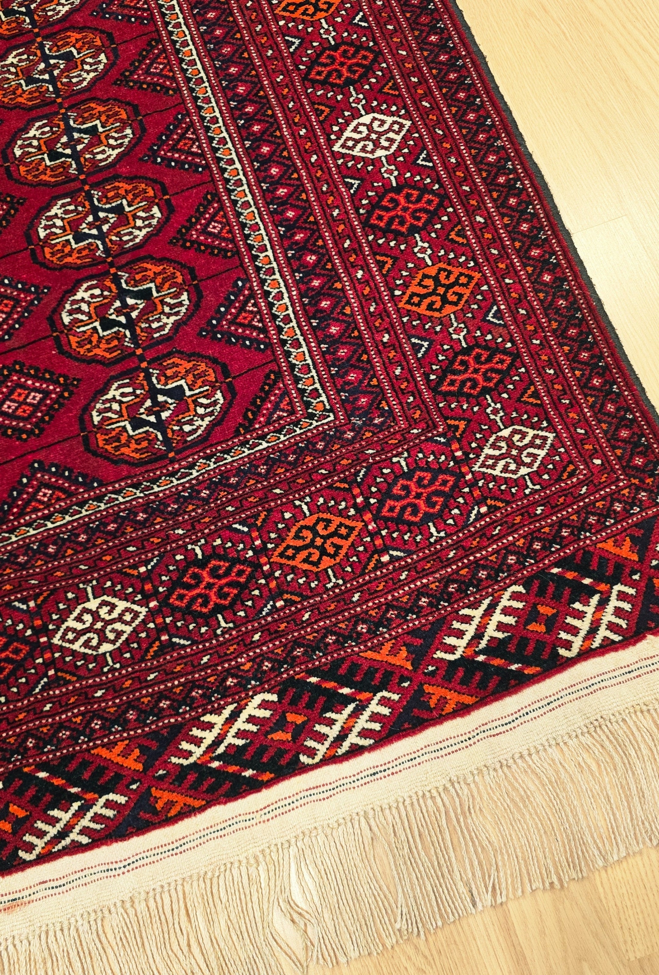 Turkmen Rug Vintage Handknotted Wool Rug 125x200cm Red | 4x7 ft