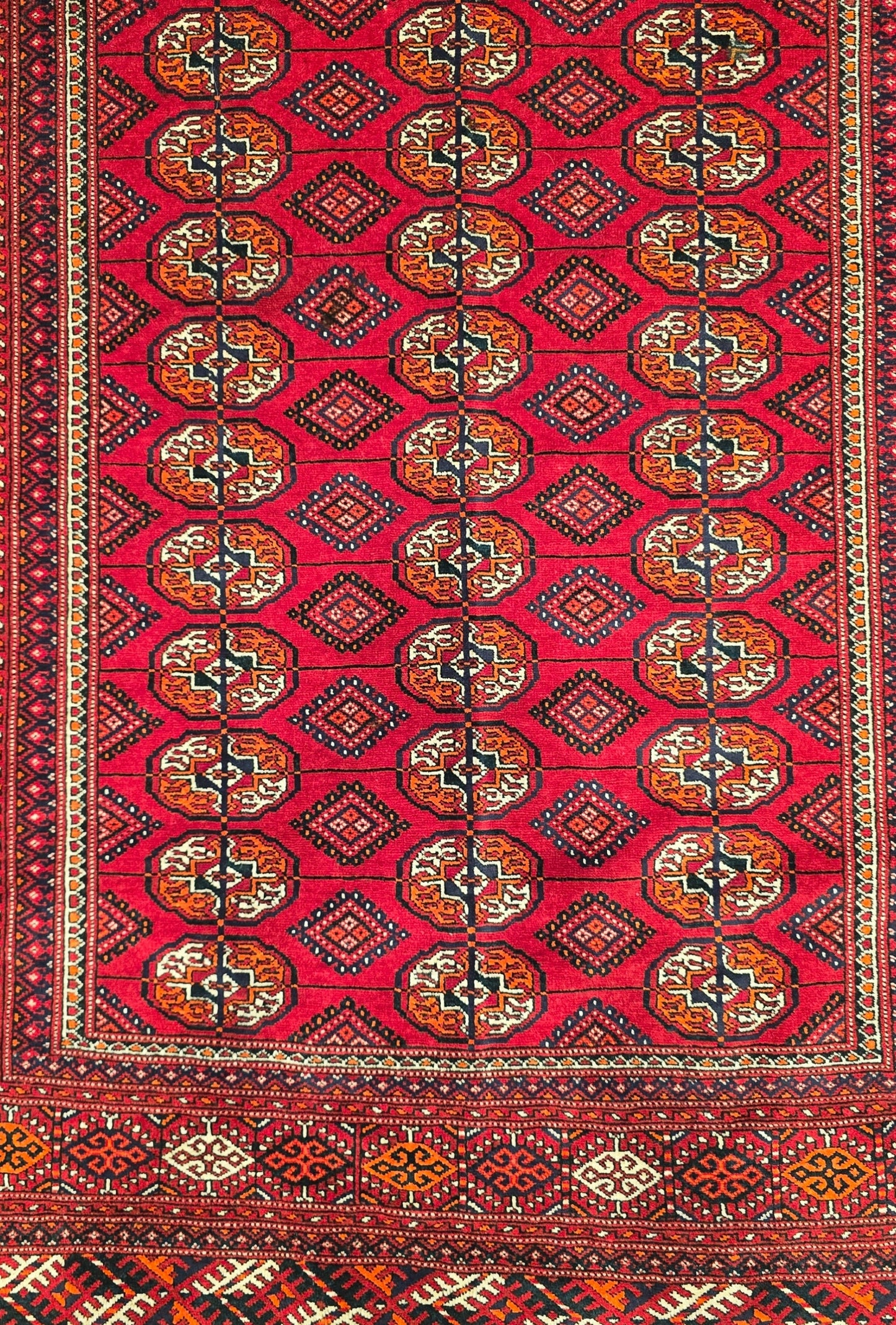 Turkmen Rug Vintage Handknotted Wool Rug 125 x 200cm (4' x 7' ft) Red