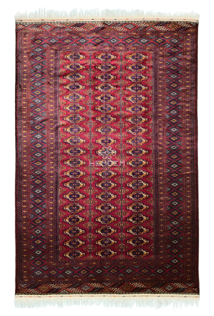 Turkmen Rug Antique Handknotted Salor Chakmak Masterpiece Rug 190 x 290cm (6' x 9' ft) Red