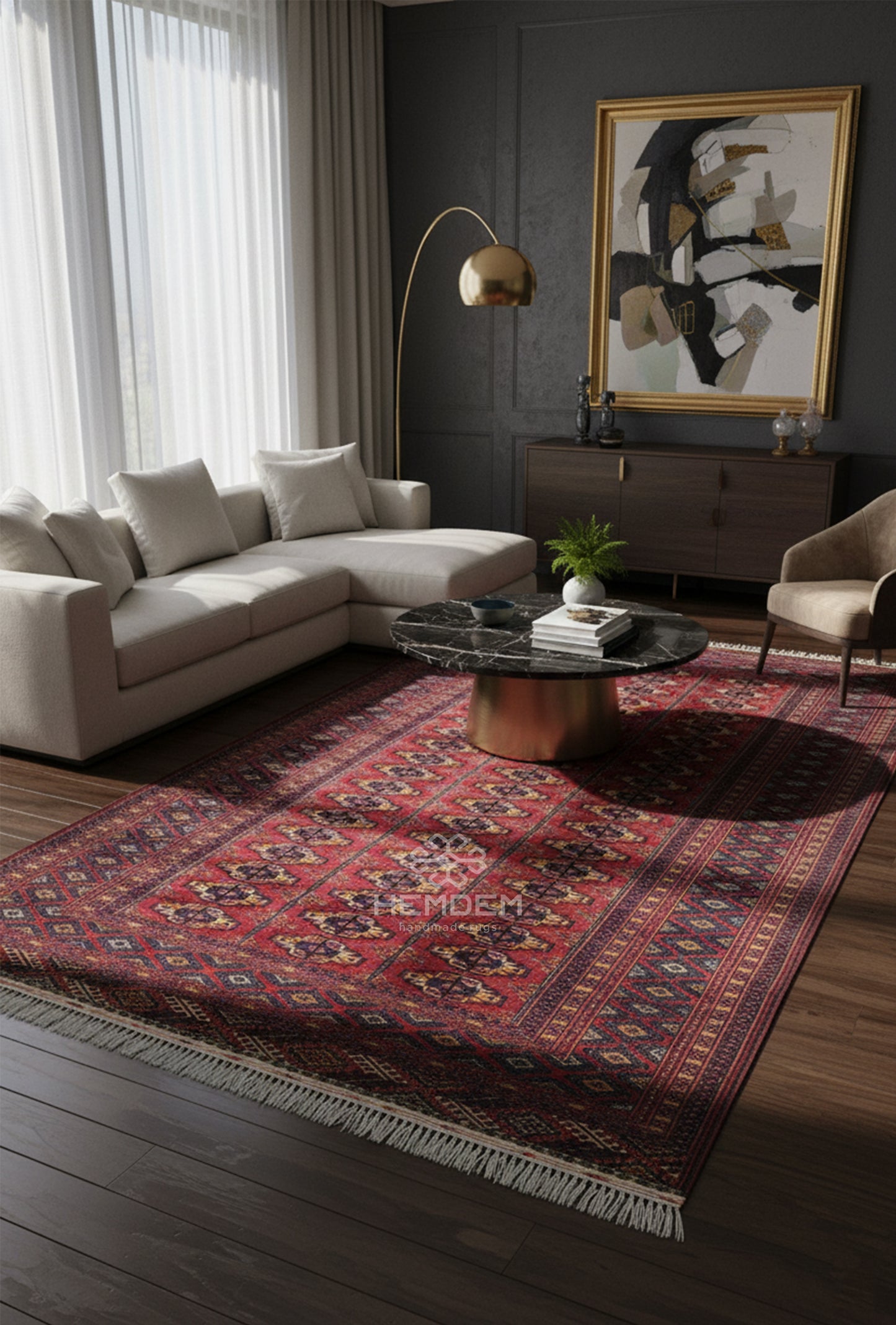 Turkmen Rug Antique Handknotted Salor Chakmak Masterpiece Rug 190 x 290cm (6' x 9' ft) Red