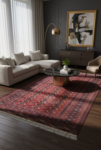 Turkmen Rug Antique Handknotted Salor Chakmak Masterpiece Rug 190 x 290cm (6' x 9' ft) Red