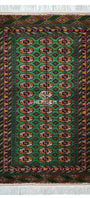 Türkmen Buhara Halısı El Dokuma Yün Halı 131x 220cm (4.3' x 7.2' ft) Yeşil