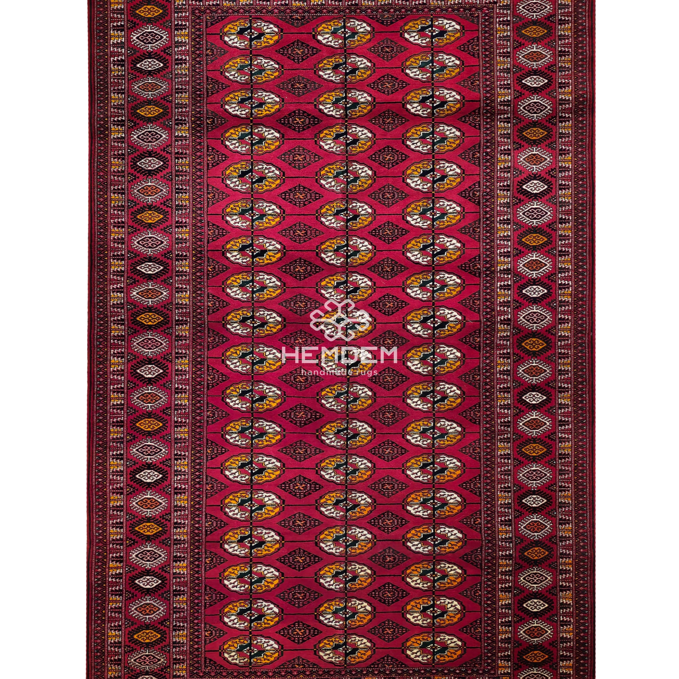 Türkmen Buhara Halısı El Dokuma Yün Halı 150 x 250cm (5' x 8' ft) Kırmızı