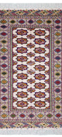 Türkmen Buhara Halısı El Dokuma Yün Halı 152x 240cm (4.11' x 7.10' ft) Bej