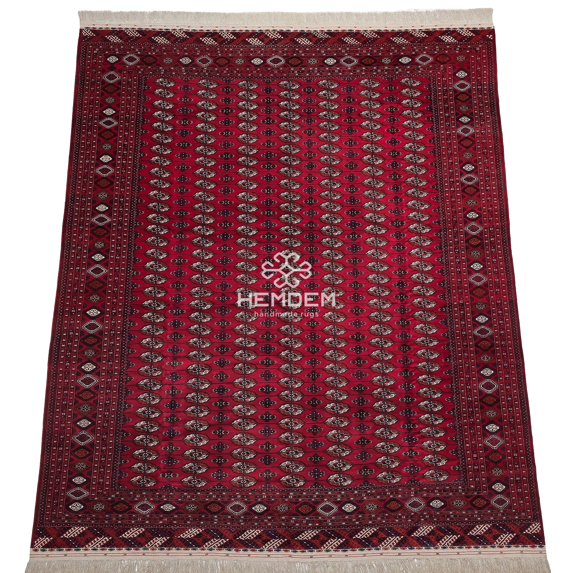Türkmen Saray Ölçülerinde El Dokuma Yün Halı 400 x 480cm (13' x 19' ft) Kırmızı