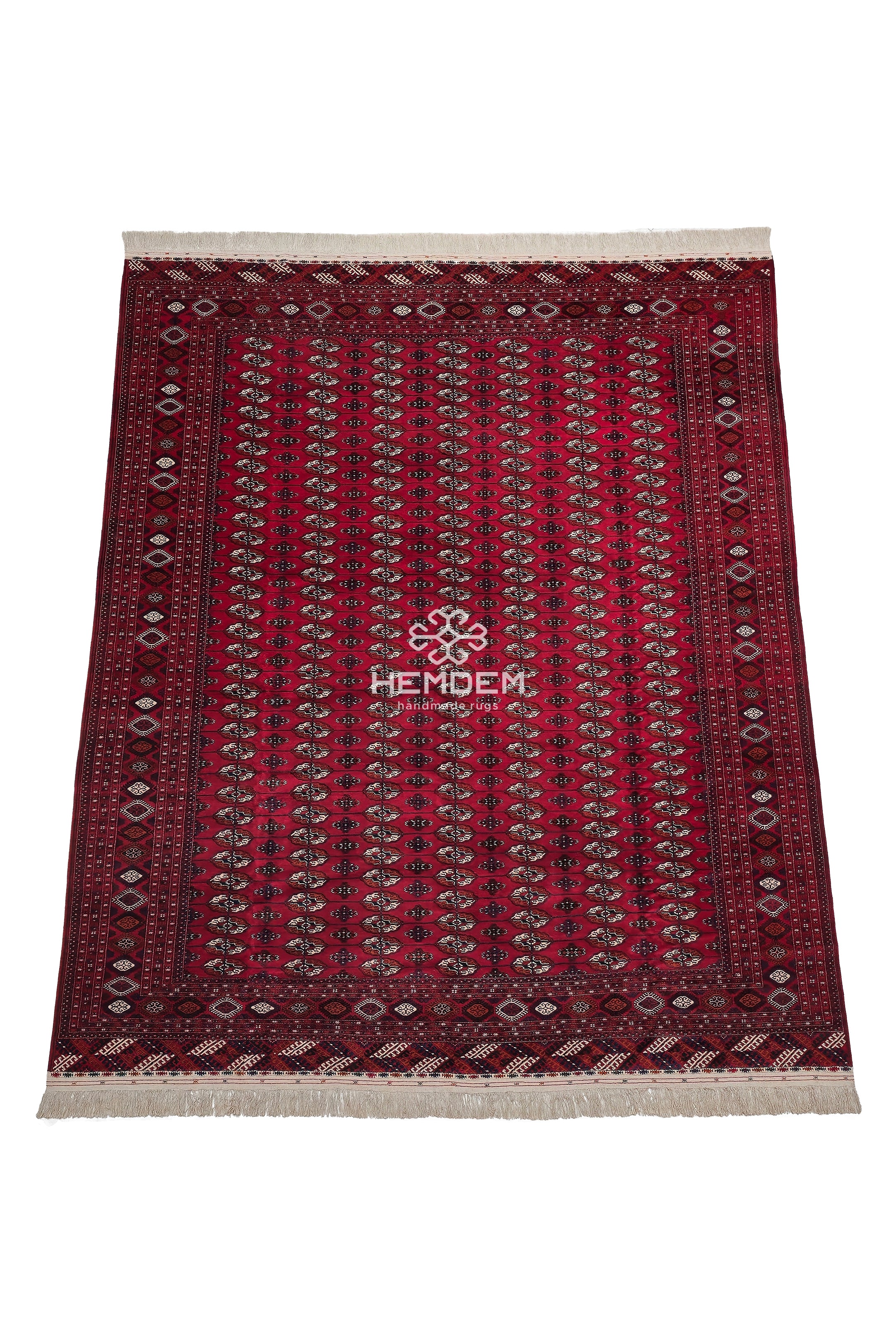 Türkmen Saray Ölçülerinde El Dokuma Yün Halı 400 x 480cm (13' x 19' ft) Kırmızı