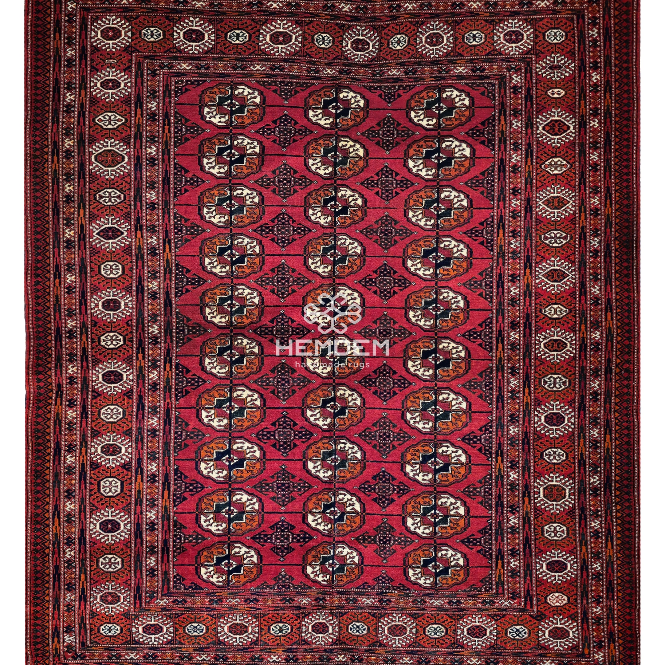 Turkmen Rug Antique Handknotted Wool Rug 146 x 180cm (5' x 6' ft) Red