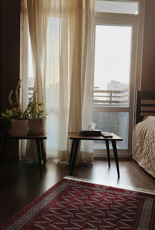 Türkmen Halısı Antik Yomut El Dokuma Yün Halı 113 x 185cm (3.7' x 6' ft) Kırmızı