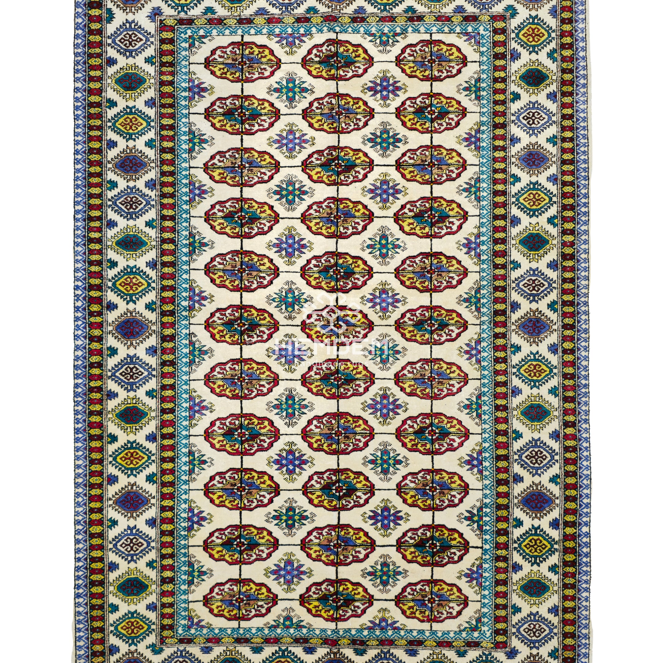 Turkmen Rug Handknotted Bokhara Silk Rug 118 x 200cm (3.10' x 6.5' ft) Beige
