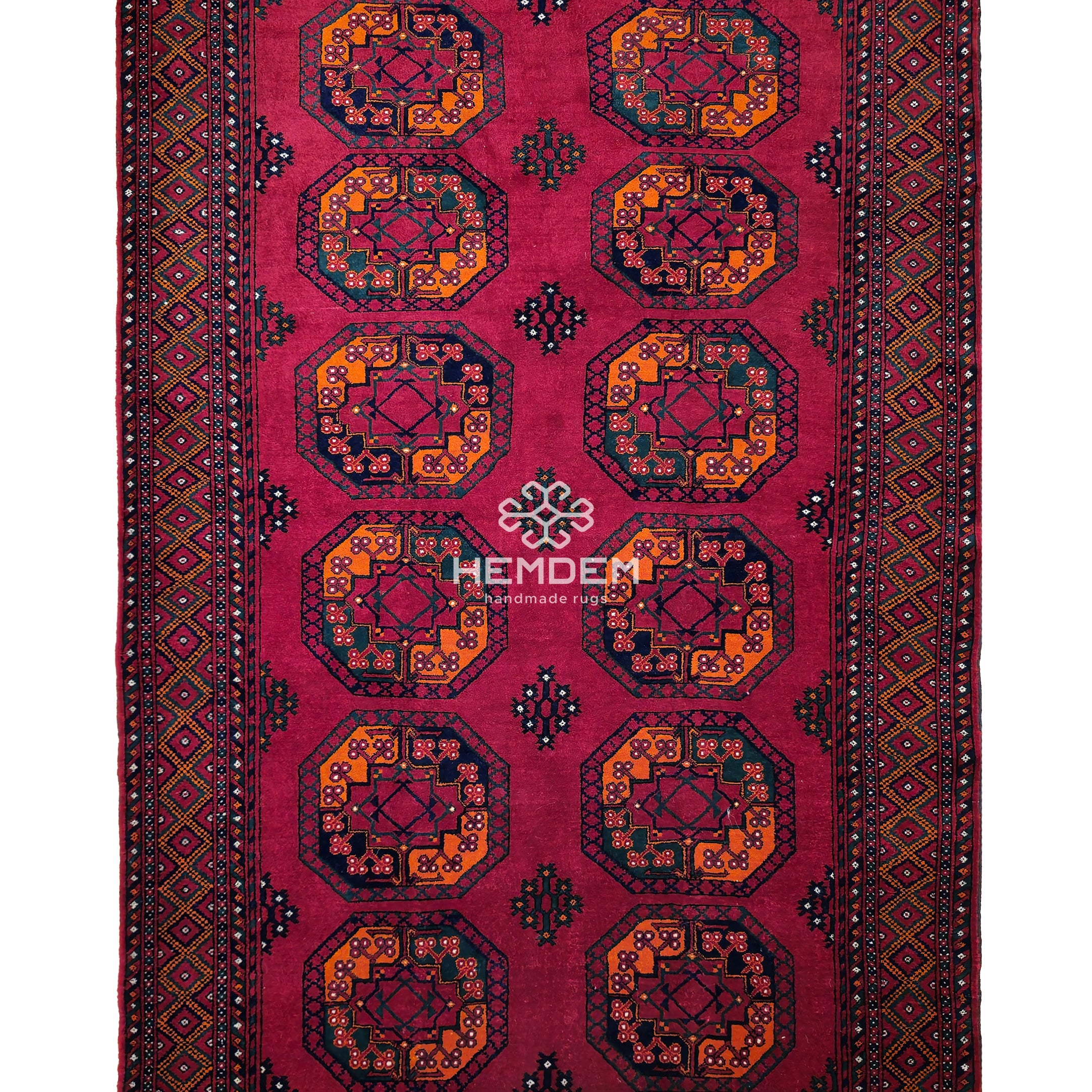 Türkmen Halısı El Dokuma Oryantal Yün Halı 155 x 245cm (5' x 8' ft) Kırmızı