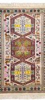 Türkmen Halısı El Dokuma İpek Halı 76 x 115cm (2.5' x 3.7' ft) Bej